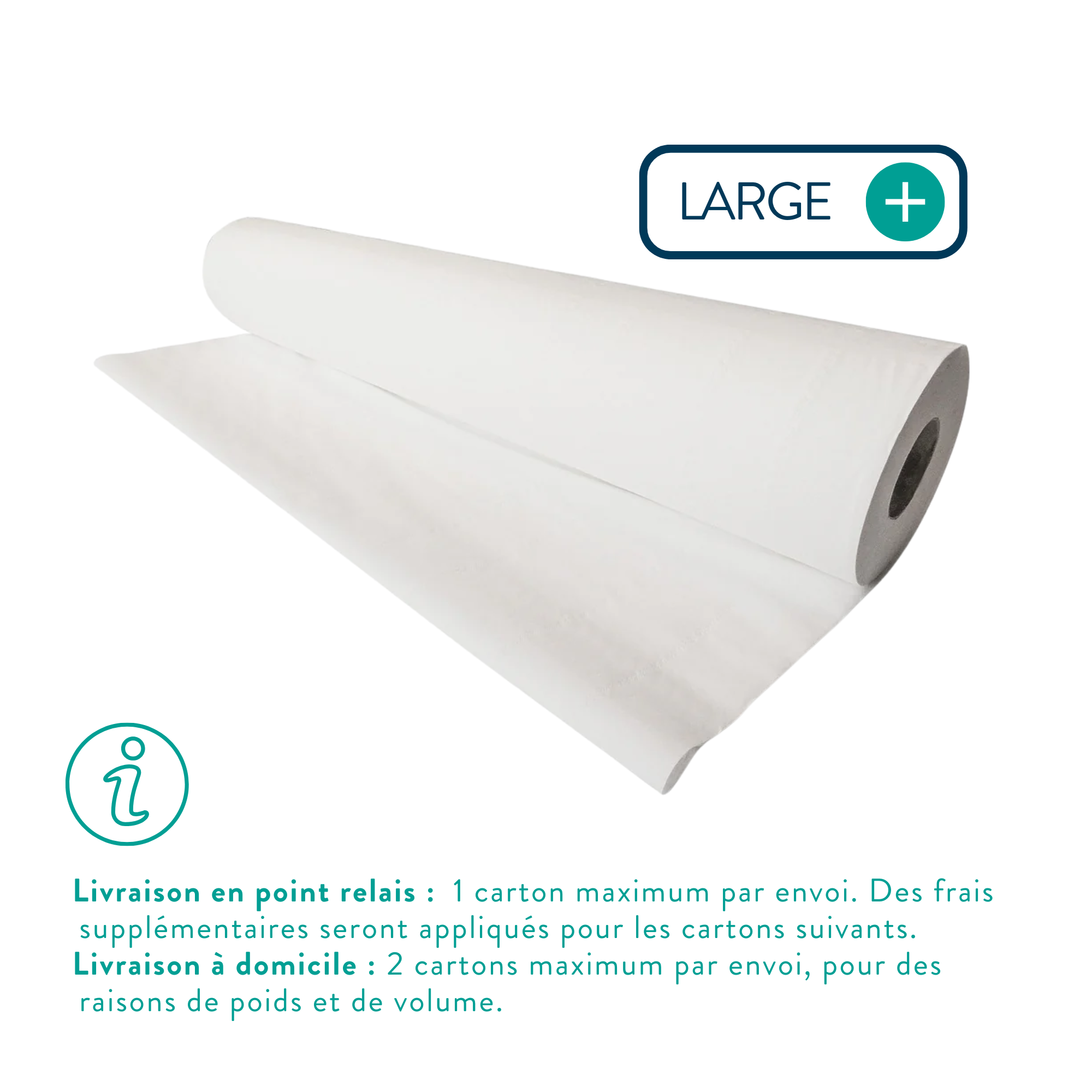 6 rolls of large, smooth white examination sheets - 142 sizes - 60 x 38 cm 