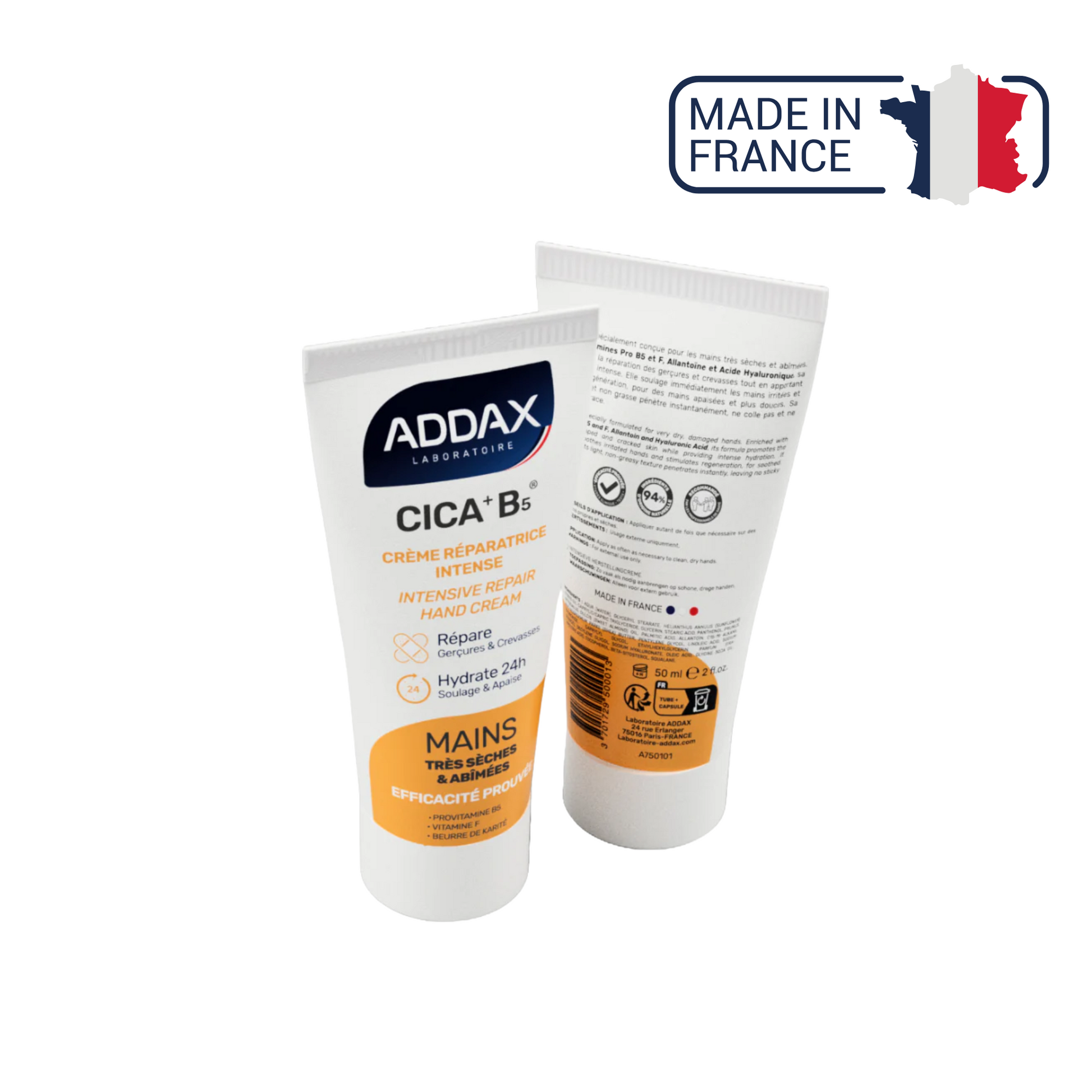 CICA + B5® - Crème mains réparatrice intense - 50 ml - Laboratoire Addax - My Médical