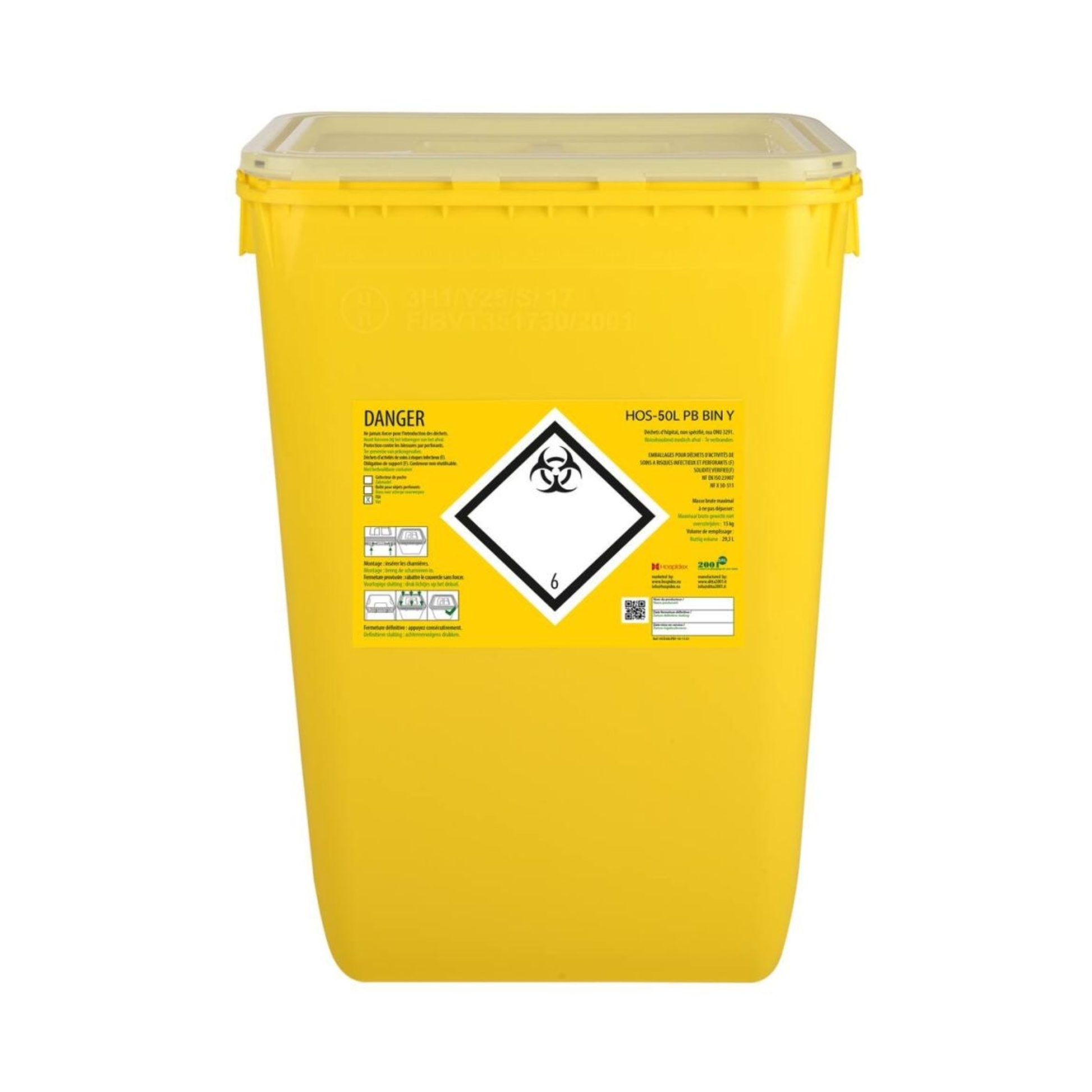 Conteneur Fût en plastique rectangulaire - Clinisafe - My Médical
