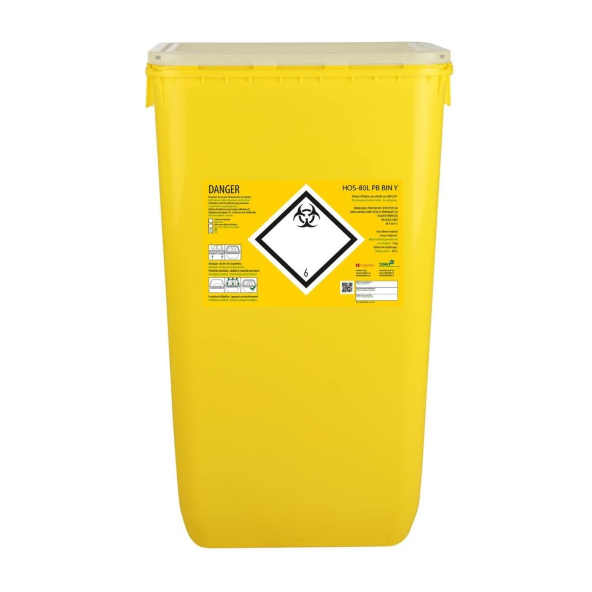 Conteneur Fût en plastique rectangulaire - Clinisafe - My Médical