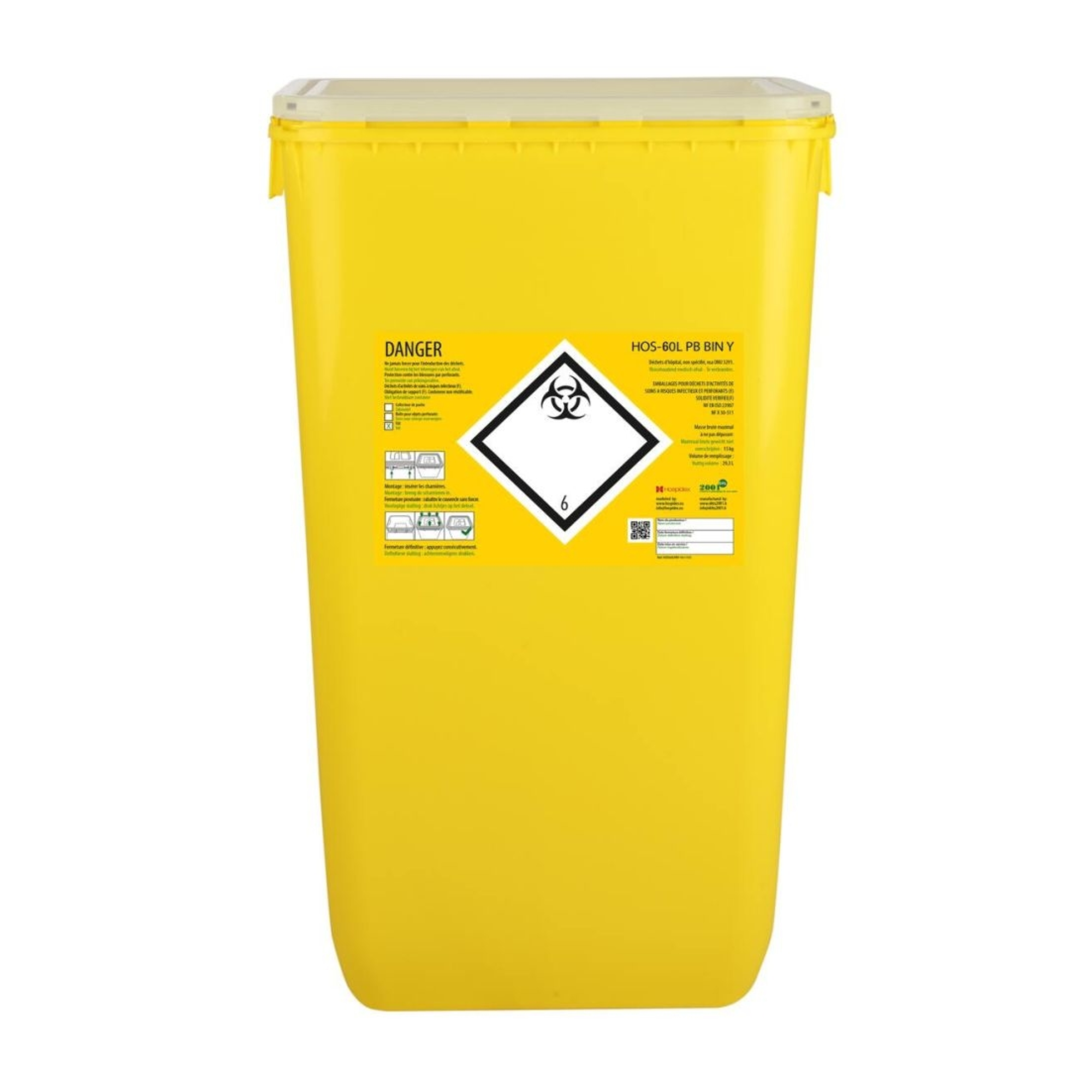 Conteneur Fût en plastique rectangulaire - Clinisafe - My Médical