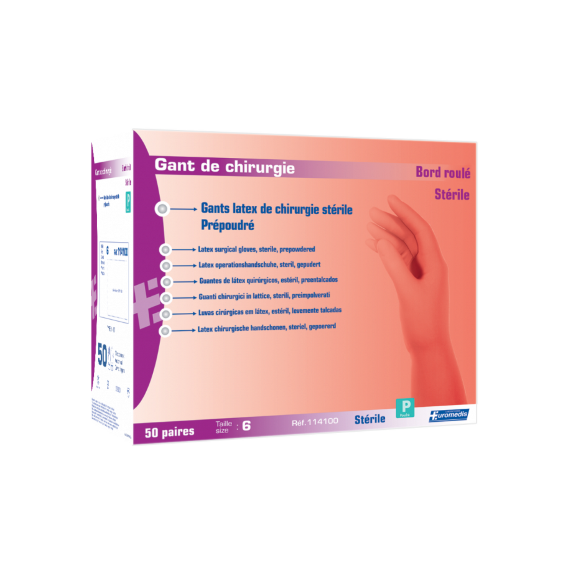Gants Chirurgicaux Stériles - Latex - Poudrés - Boite de 50 paires - My Médical