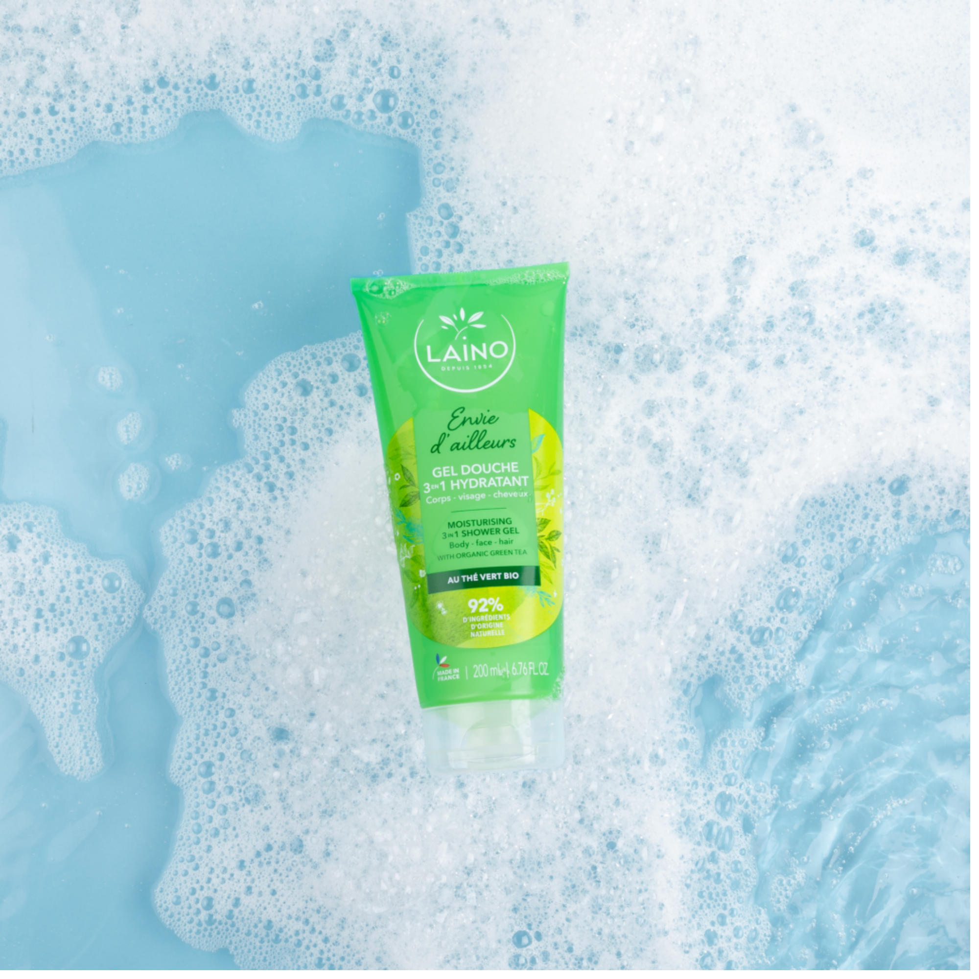 Gel Douche Hydratant - Thé Vert Bio - 3 en 1 - 200ml - Laino