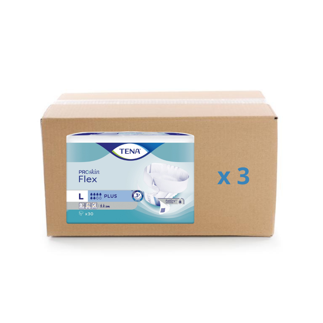 Pack 3x30U Change Tena Flex Proskin - Plus 6 gouttes - 4 tailles - Tena - My Médical