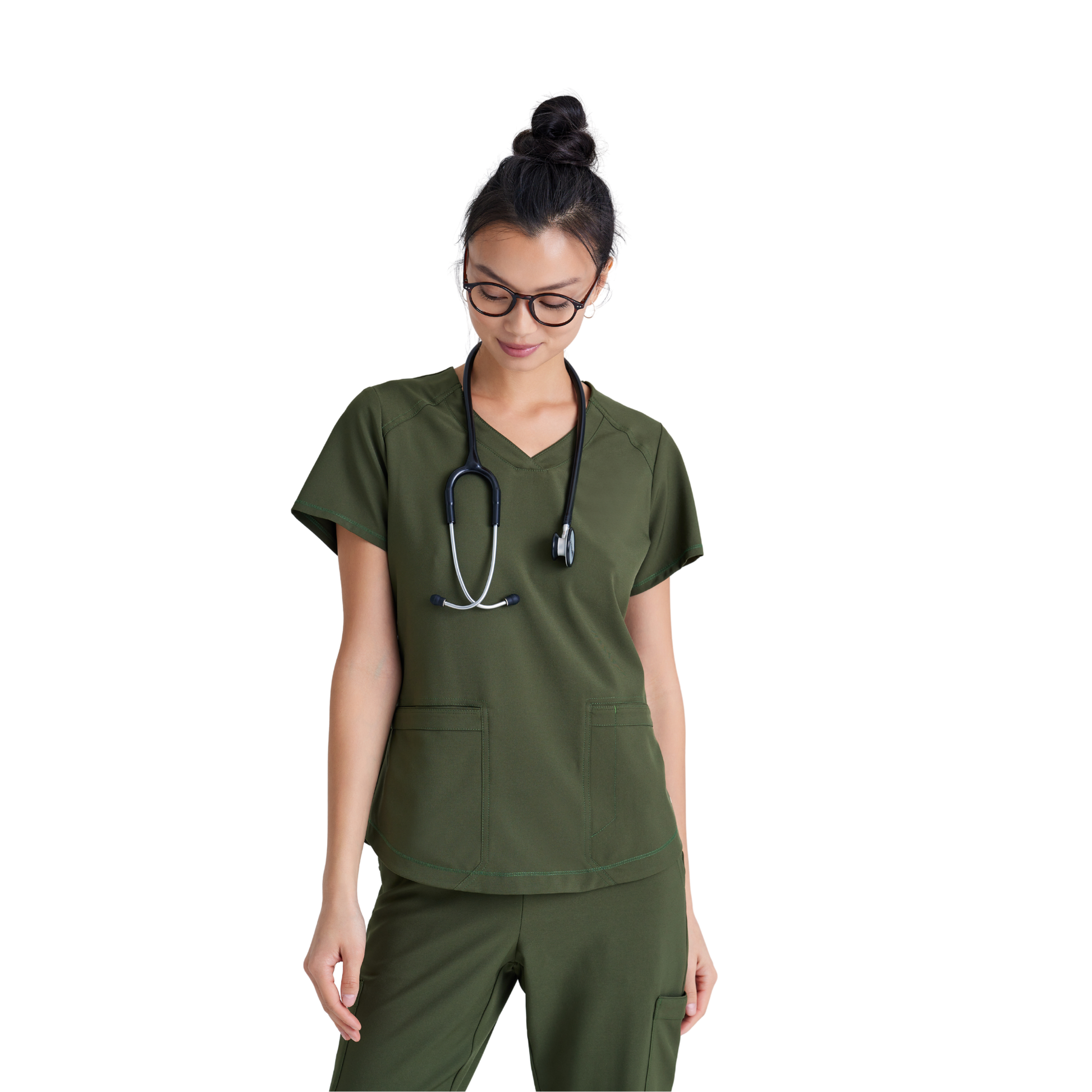 Rhythm Top - Tunique médicale classique et moderne - Femme - Grey’s Anatomy Evolve GREYS ANATOMY EVOLVE Vert fougère / XL