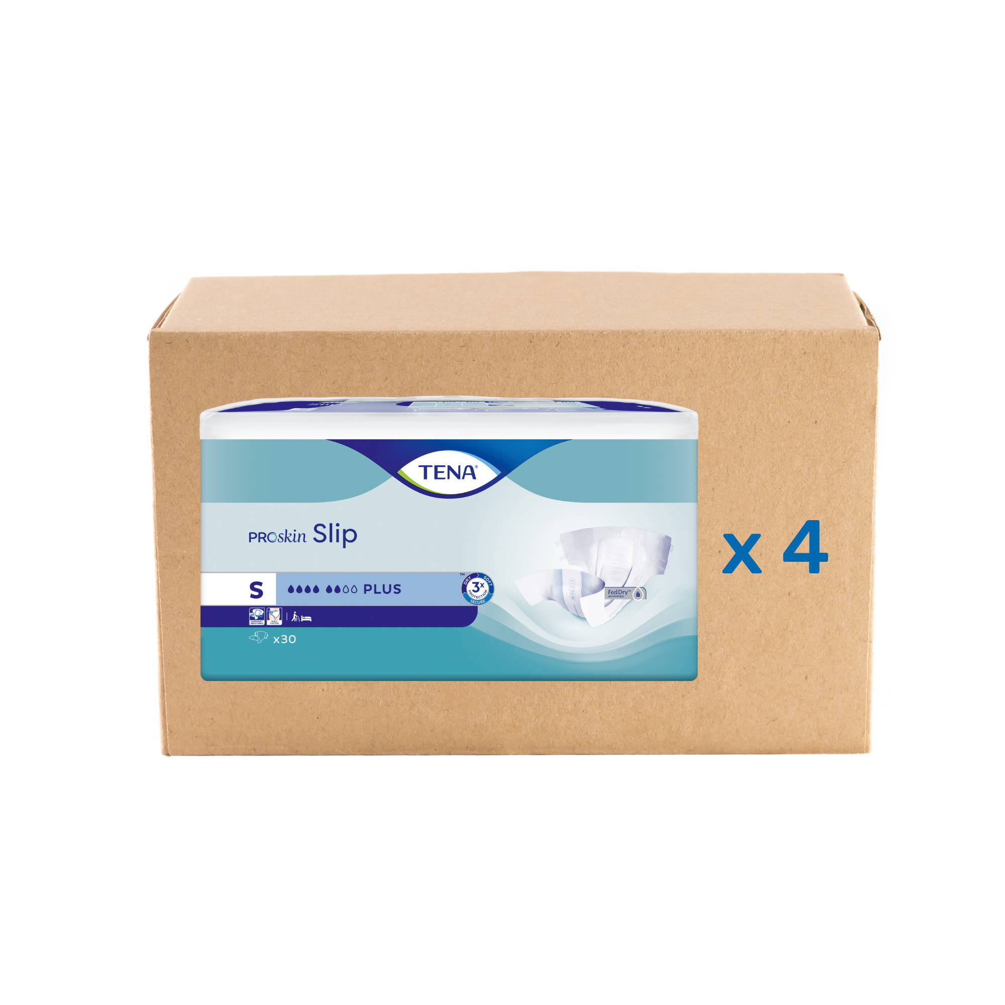 Pack 3x30U Tena Slip Proskin Plus - 6 gouttes - 4 tailles - Tena